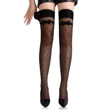 Панчохи в горошок із бантиками чорного кольору Star Night