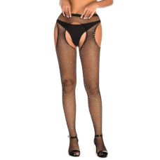 Колготки прикрашені стразами з імітацією панчох чорного кольору Star Night розмір XS-M