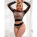 Комплект в крупную сетку топ с трусиками чёрный Star Night размеры XS-M