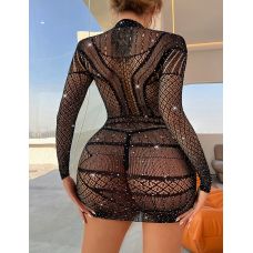 Ажурна сітчаста сукня зі стразами чорного кольору Star Night