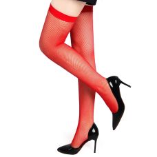 Панчохи у дрібну сітку з тонкою гумкою червоні Star Night розміри XS-M