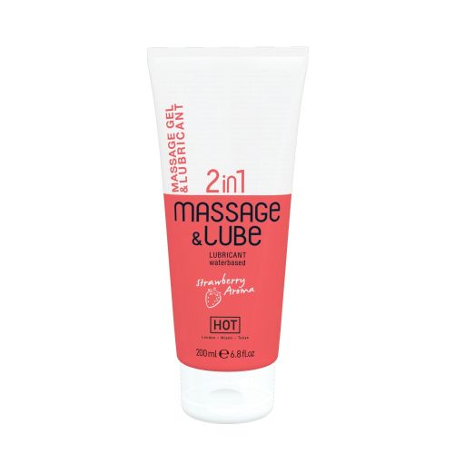 Массажный гель и лубрикант 2в1 с ароматом клубники HOT Massage & Glide Gel 200 мл