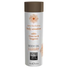 Съедобное масло для тела вкус Зеленый Чай и Мандарин SHIATSU 75 мл