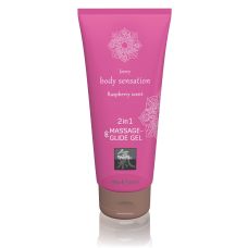 Лубрикант и массажное масло 2 в 1 с ароматом малины SHIATSU 200 мл