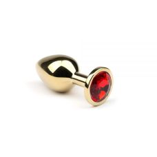 Анальная пробка металлическая со стразом красным Crystal размер M