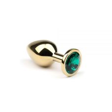 Анальная пробка металлическая со стразом изумрудным Crystal размер M