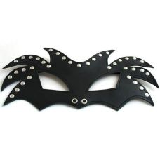 Маска кожаная черная дракона с кнопками для БДСМ