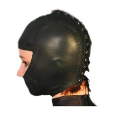 Кожаная черная закрытая маска для головы с отверстием для глаз IXI13577