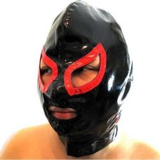 Черно-красная лаковая маска на лицо для БДСМ