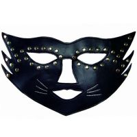 Черная маска кошки с паетками для БДСМ