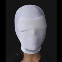 Белая эластичная маска на лицо со съемными кляпами на глаза для БДСМ