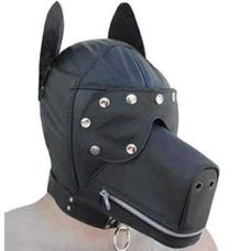 Маска-собака кожаная черная