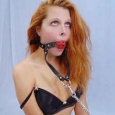 Кожаный кляп в рот с шариком на металической цепи IXI13658