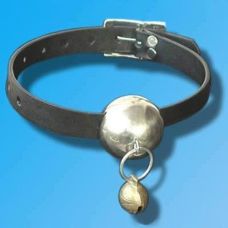 Кожаный кляп для рта черный с металическим шариком