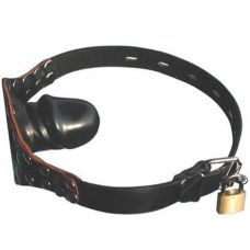 Кляп для рота чорний Шкіряний з фалоімітатором в отворі