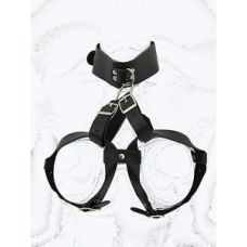 Чорний сексуальний нашийник з ремінцями на грудях Bdsm4u