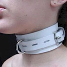 Білий шкіряний нашийник для БДСМ