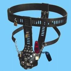 Чорний Чоловічий пояс вірності з анальним приладом