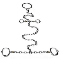 Стальной фиксатор для рук, ног и шеи на цепях Bdsm4u