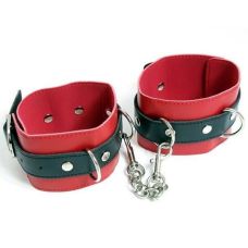 Наножники кожаные черно-красные для БДСМ