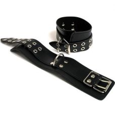 Чорні шкіряні наножники для БДСМ-ігор