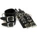Черные кожаные широкие оковы для фиксации рук с кольцами Bdsm4u
