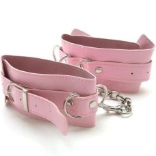 Оковы для ног кожаные двойные розовые