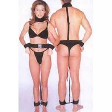 Бондаж для фіксації рук до тіла і ніг один до одного чорний Шкіряний Bdsm4u