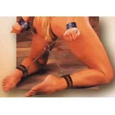 Чорні шкіряні кайдани для фіксації рук і ніг Bdsm4u