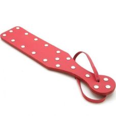 Красная кожаная шлепалка с заклепками для БДСМ