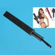 Шлепалка черная кожаная с металлическими заклепками для БДСМ