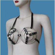 Шкіряний відвертий бюстгальтер чорний для БДСМ Bdsm4u