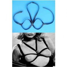 Кожаный сексуальный бюстгальтер черный для БДСМ