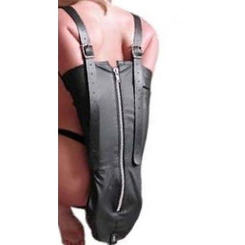 Бондаж-рукава для фіксації рук за спиною з блискавкою чорний Bdsm4u екошкіра