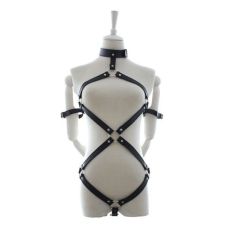 Кожаный бондаж для фиксации шеи, талии и руки за спиной Bdsm4u