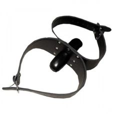 Черный кляп в рот для двоих кожаный