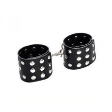 Наножники шкіряні чорні з паєтками