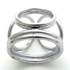 Металлический фиксатор на половой член и мошонку серебряный