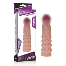 Реалістична Подовжуюча насадка на член з рельєфом закрита lovetoy тілесна