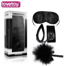 Набір для БДСМ-ігор Lovetoy чорний (маска, лоскоталка і наручники)