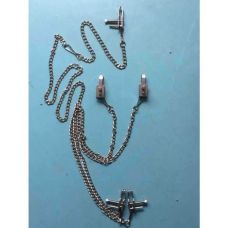 Набор зажимов с цепью из стали серебряный 5шт