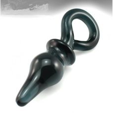 Скляна анальна пробка з кільцем чорна