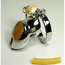 Пояс верности на член для БДСМ игр из медицинской стали серебристого цвета