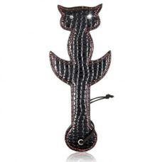 Шлепалка черная в форме кошки для БДСМ-игры