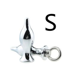 Анальная пробка стальная с ручкой-кольцом размер S