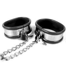 Наножники из стали с черной подкладкой для БДСМ