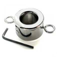 Металлическое кольцо на мошонку с утяжелителями для БДСМ-игр