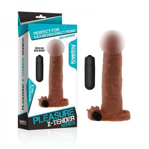 Насадка на пенис реалистичная с вибропулей Lovetoy коричневая