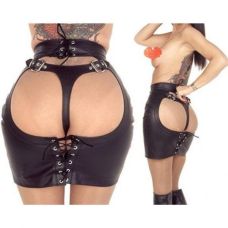 Женская открытая юбка и стринги для БДСМ черного цвета Bdsm4u