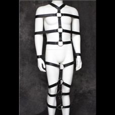 Бондаж для связывания ремнями все тело черный кожаный Bdsm4u